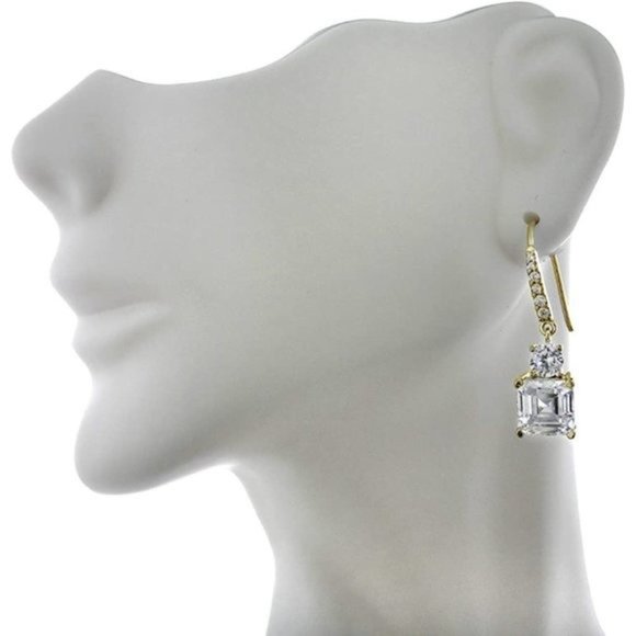 New Sterling Solid .925 Sterling Silver Asscher-Cut Cubic Zirconia Dangl… - Picture 6 of 12